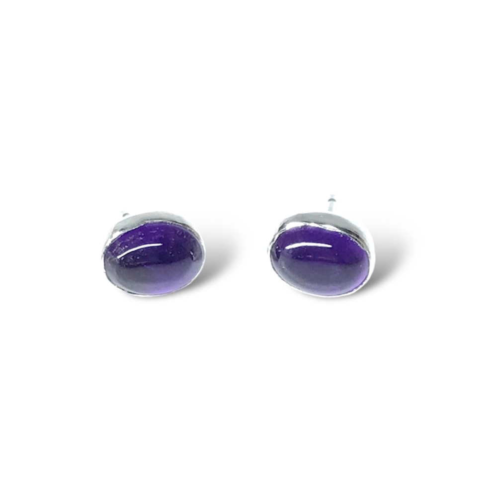 sterling silver and 8x6mm Amethyst earrings